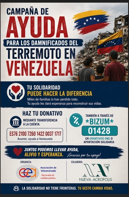 Campaña de ayuda solidaria para los damnificados del terremoto en Venezuela